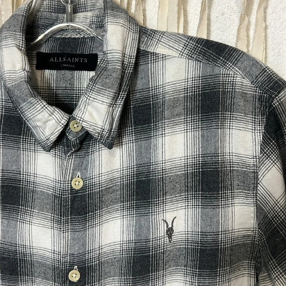 ALLSAINTS Dogwood Shirt in Ecru/Charcoal Size XS - Picture 2 of 14
